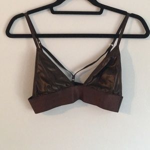 Faux wet leather bralette